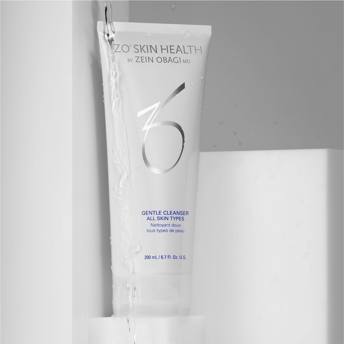 Wedoskin ZO Skin Health Gentle Cleanser in a 200ml bottle, showcasing a clear, minimalist packaging design for skincare cleansing.