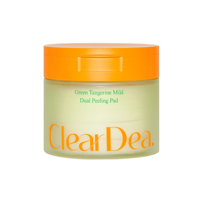 Lakinza ClearDea Mild Dual Peeling Pad mask, 140ml with 50 pads, showing the soft cotton pads for gentle exfoliation.