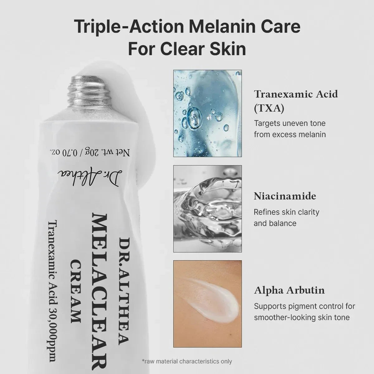 Dr.Althea Melaclear Cream 20g from Lakinza K-beauty, showing the white cream in a jar with a silver lid.