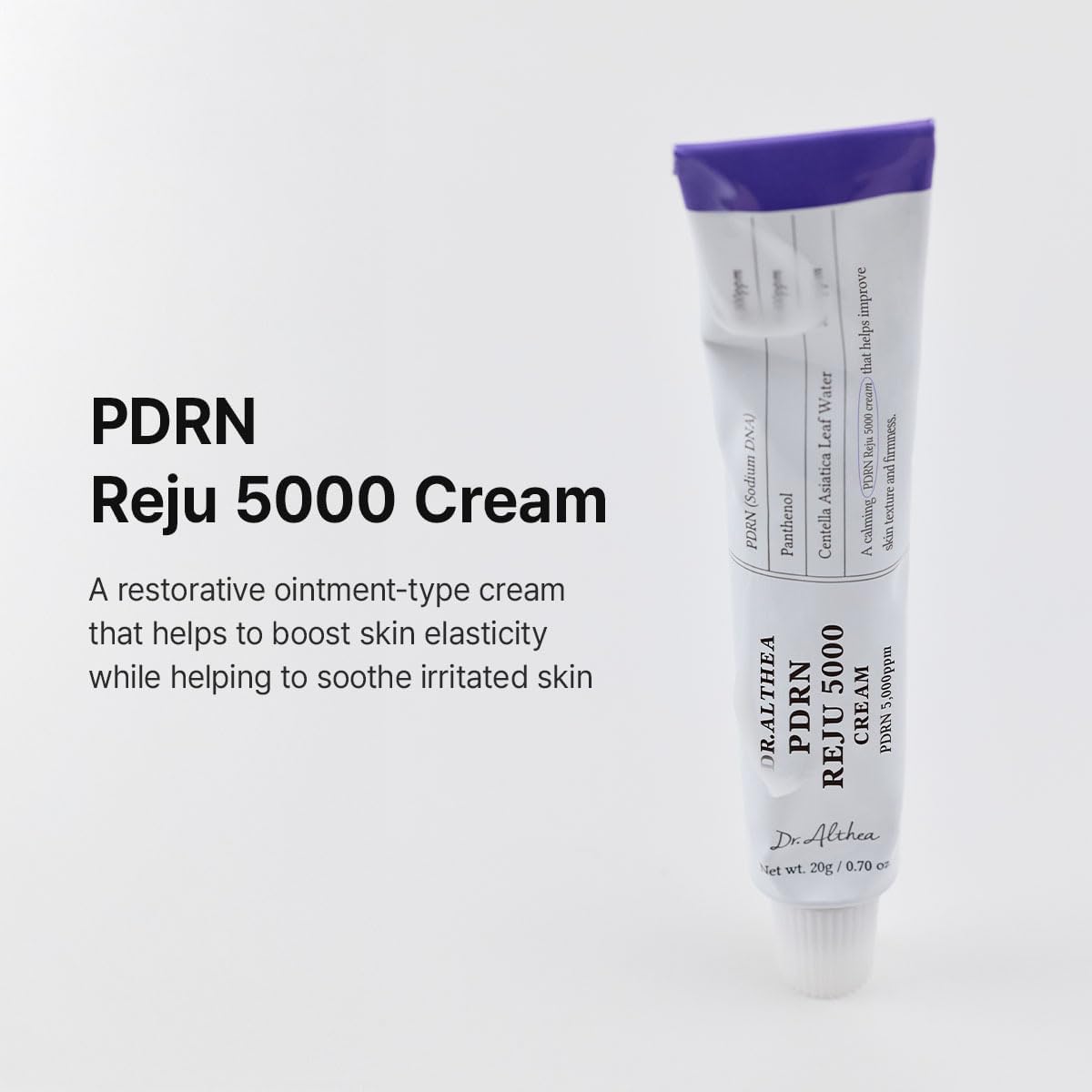 Lakinza Dr. Althea PDRN Reju 5000 Cream 20g jar showing smooth cream inside a clear jar with a white lid.