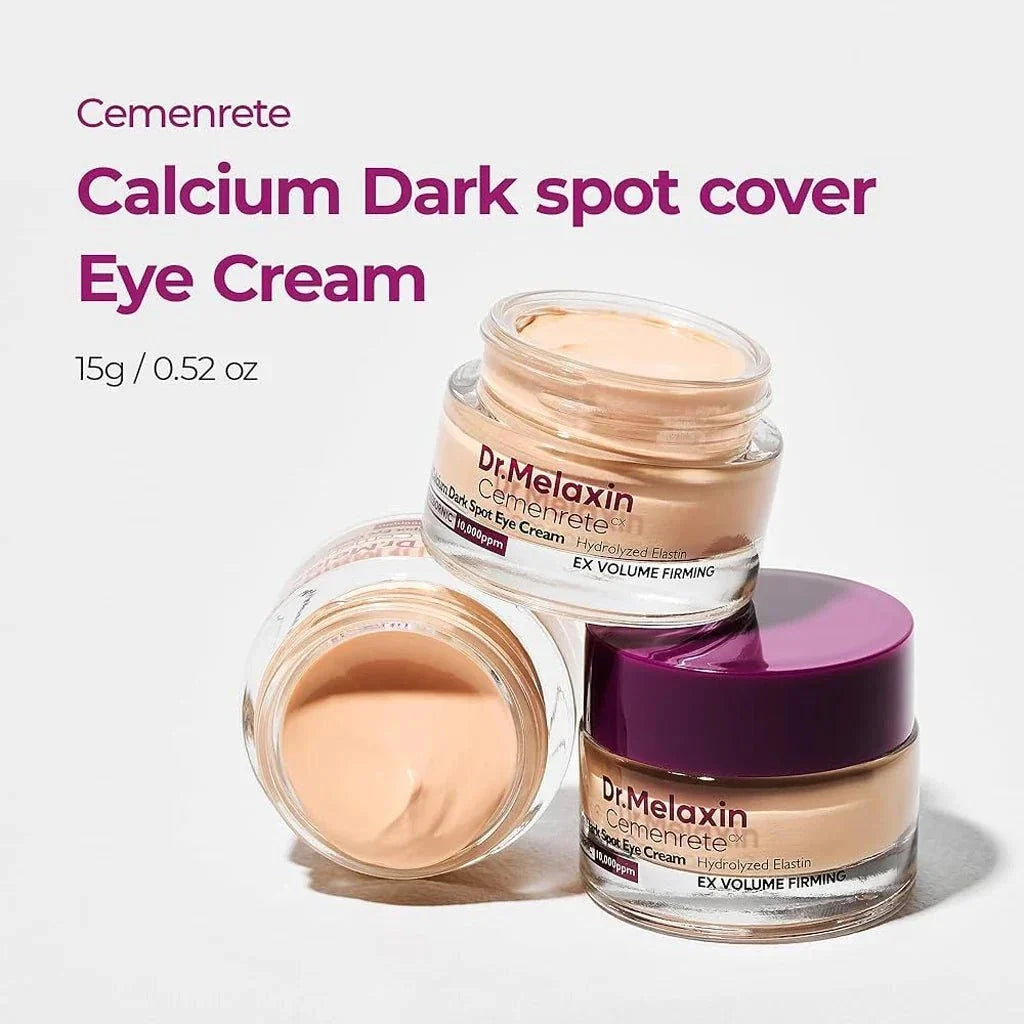 Lakinza Dr.Melaxin Cementrete Calcium Dark Spot Eye Cream 15g, creamy eye treatment with calcium for dark spots and puffiness.