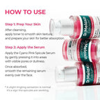 Lakinza K-beauty Dr.Melaxin Cemenrete Cyano Pink Spicule Serum 30ml, pink serum bottle with label, close-up view