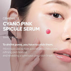 Lakinza K-beauty Dr.Melaxin Cemenrete Cyano Pink Spicule Serum 30ml bottle with pink and white label, showcasing the serum.