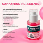 Lakinza K-beauty Dr. Melaxin Cemenrete Cyano Pink Spicule Serum 30ml in a clear glass bottle with a pump dispenser