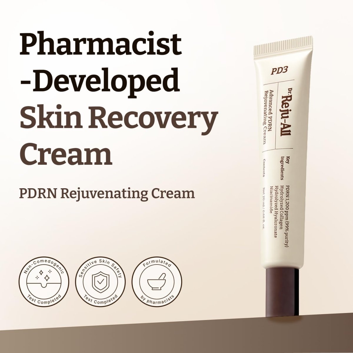 Lakinza K-beauty Dr.Reju-All Advanced PDRN Rejuvenating Cream 20g jar with white cream inside