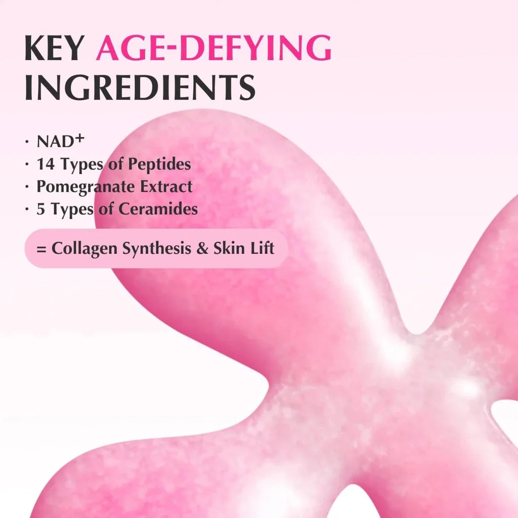 Lakinza K-beauty Eqqualberry NAD+ Peptide Boosting Serum 30ml, clear glass bottle with dropper for skincare application
