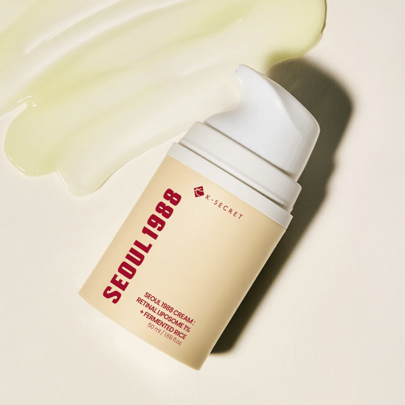 Lakinza K-beauty KSECRET SEOUL 1988 Cream with retinal liposome and fermented rice in a 50ml jar for skincare.
