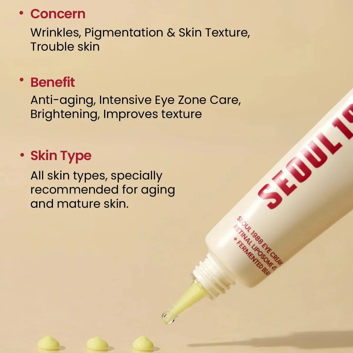 Lakinza K-beauty KSECRET SEOUL 1988 Eye Cream with Retinal Liposome 4% and Fermented Bean, 30ml, in a sleek jar.