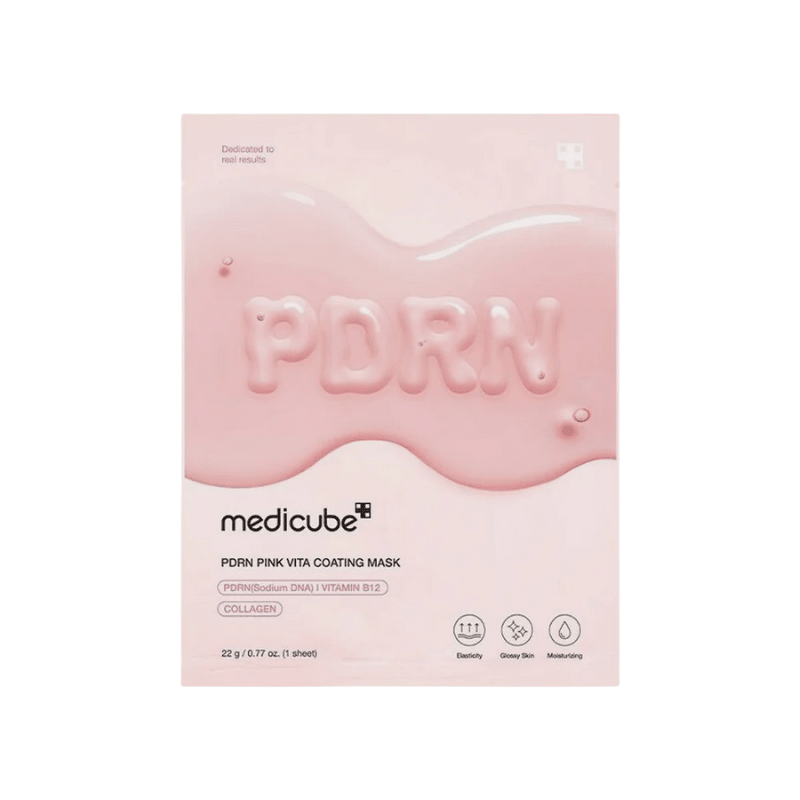 Medicube PDRN Pink Vita Coating Mask by Lakinza, 22g, featuring a pink-colored mask for skincare and hydration.