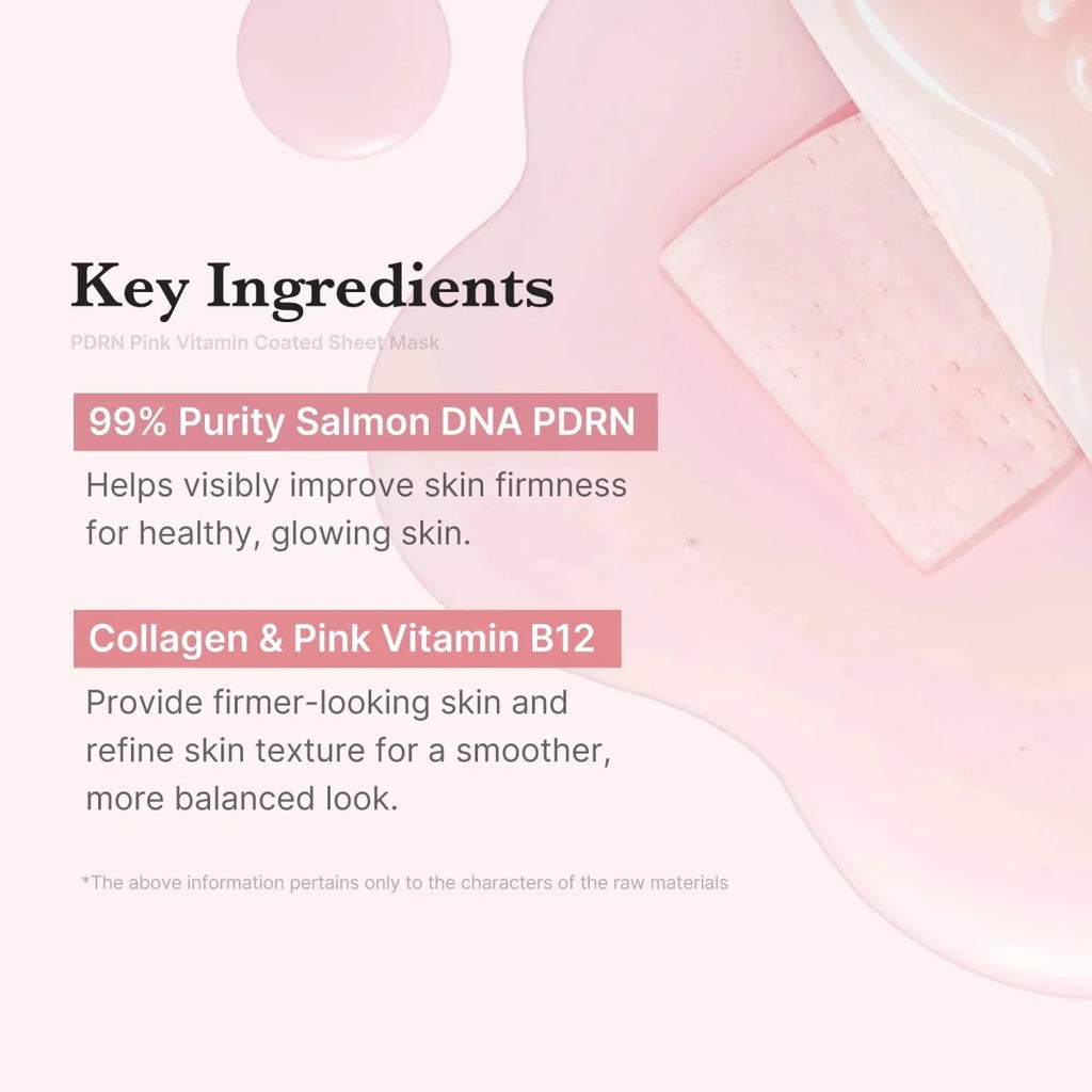 Medicube PDRN Pink Vita Coating Mask by Lakinza, 22g, hydrating skincare mask with pink Vita coating for glowing skin.