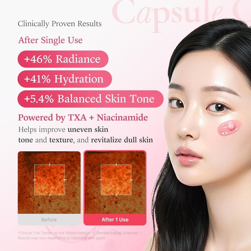 Medicube TXA Niacinamide Capsule Cream in a 55g jar by Lakinza K-beauty, showing the cream container with product label.