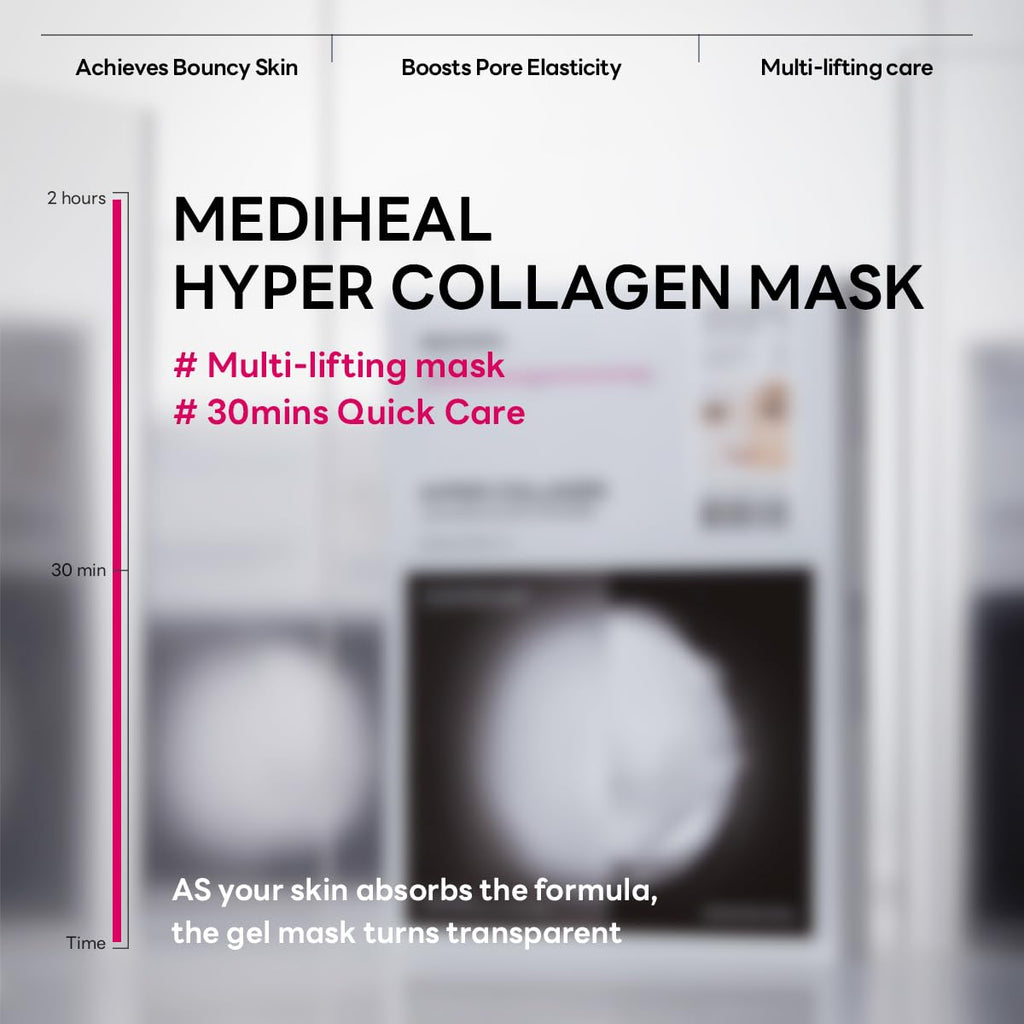 Mediheal Hyper Collagen Mask 34g by Lakinza K-beauty, showing the skincare mask in its packaging.