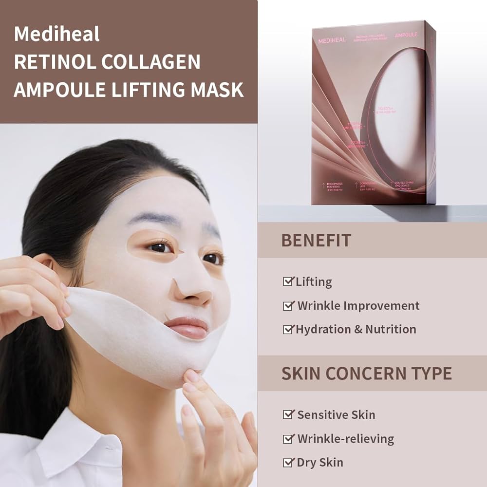 Mediheal Retinol Collagen Cream Lifting Mask in 30ml jar, part of Lakinza K-beauty Korean skincare collection, showing the mask packaging.