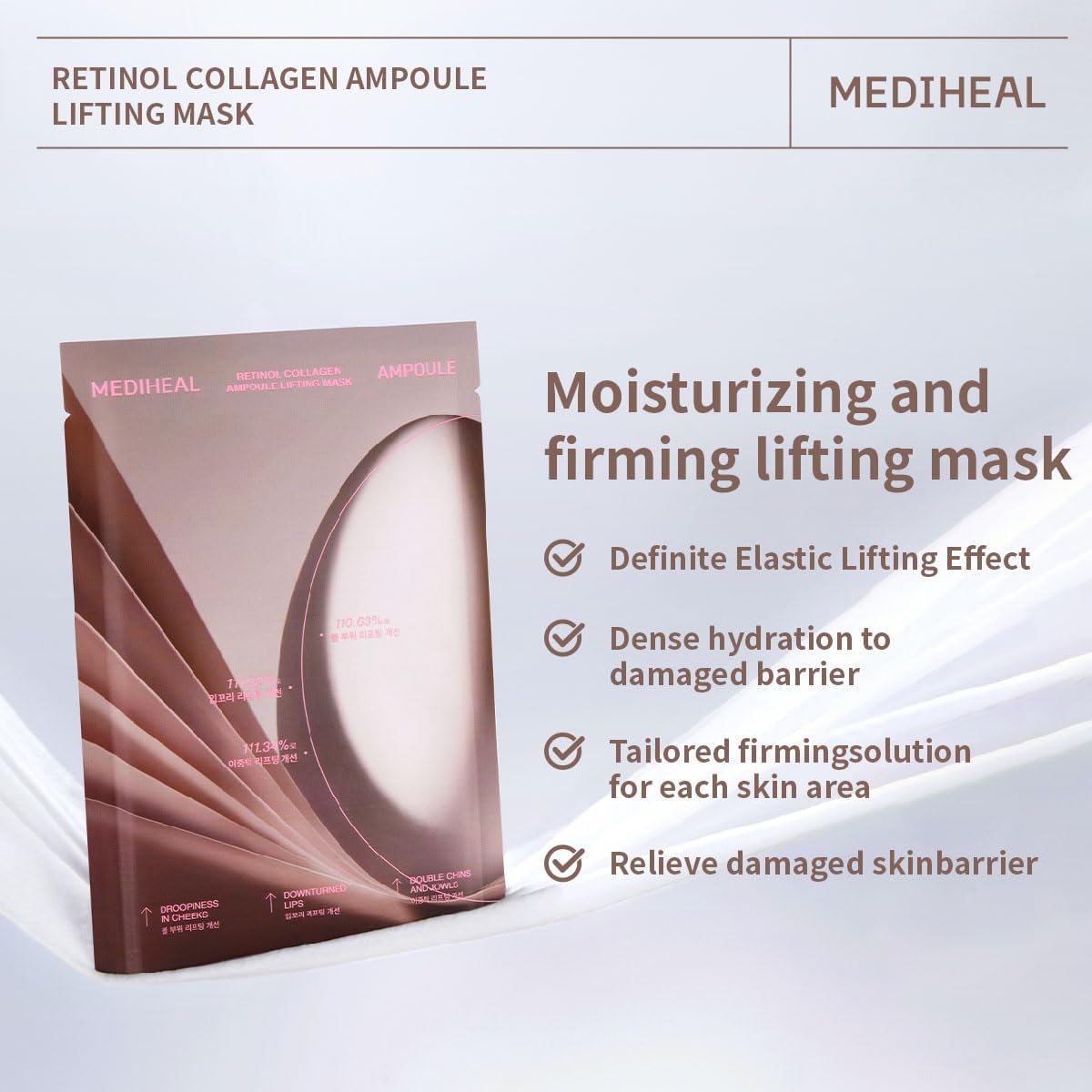 Mediheal Retinol Collagen Cream Lifting Mask in 30ml jar, featuring a smooth cream texture, by Lakinza K-beauty.