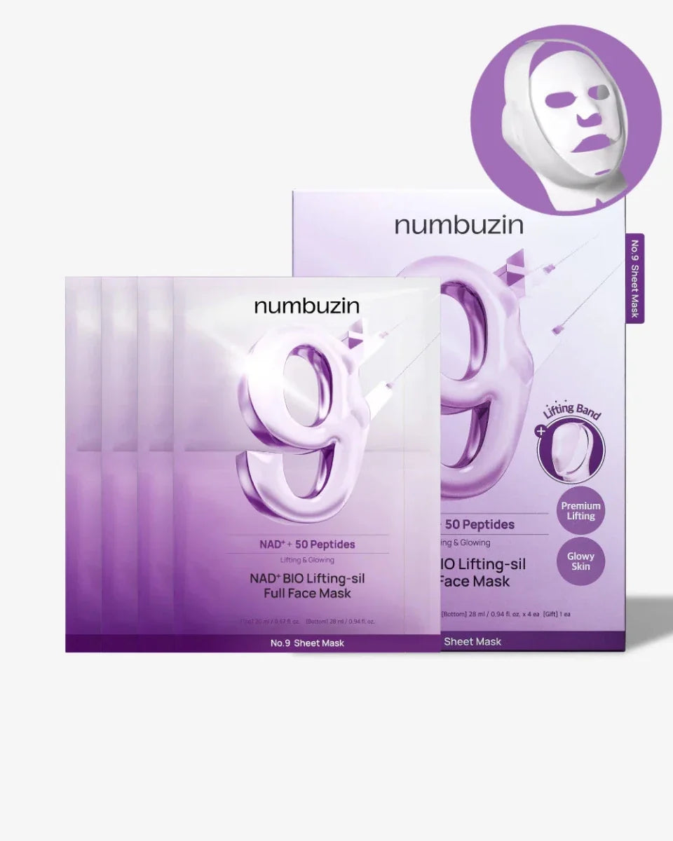 Lakinza Numbuzin No.9 NAD Bio Lifting Facial Mask in a 48ml tube, full cover mask for skin lifting and rejuvenation.