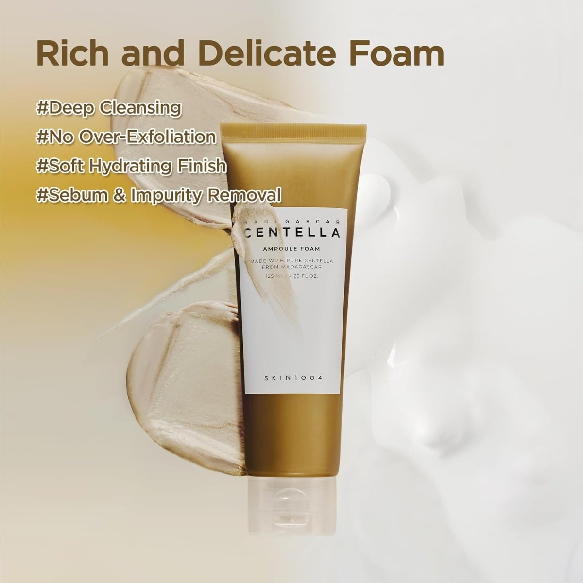 Lakinza K-beauty SKIN1004 Madagascar Centella Ampoule Foam cleanser in a 20ml mini bottle with a white pump dispenser.