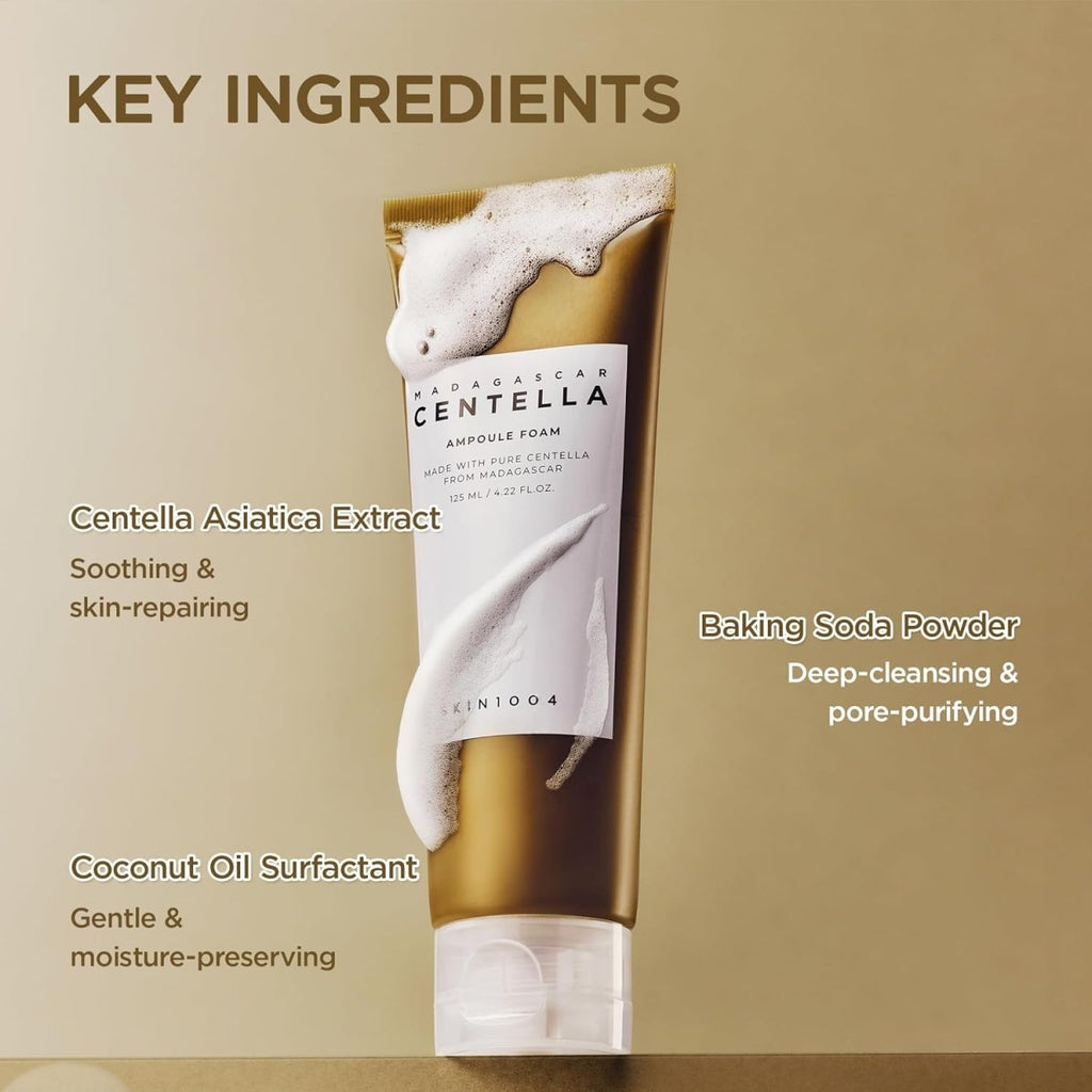 Lakinza K-beauty SKIN1004 Madagascar Centella Ampoule Foam cleanser in a 20ml mini tube, showing the product tube and packaging.