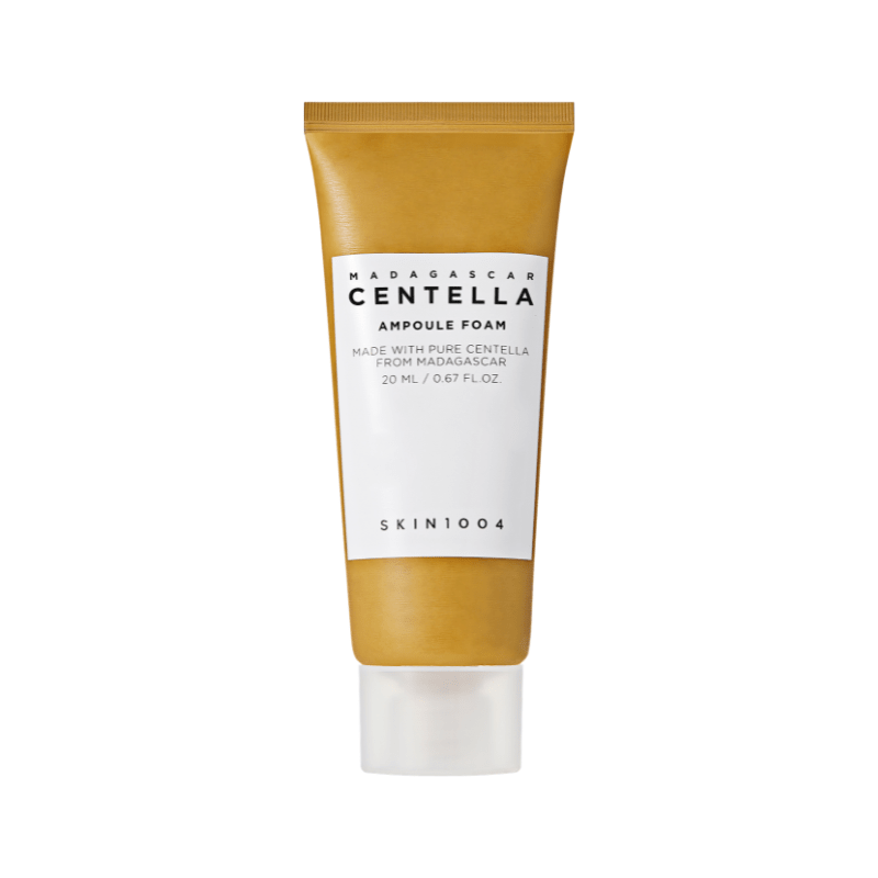 Lakinza K-beauty SKIN1004 Madagascar Centella Ampoule Foam cleanser in 20ml mini tube, showing the product and packaging.