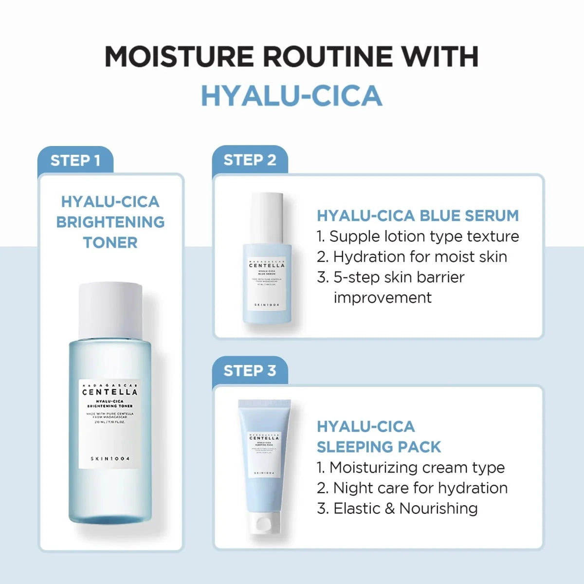 Lakinza SKIN1004 Madagascar Centella Hyalu-Cica Brightening Toner mini bottle, Korean skincare serum with centella and hyaluronic acid.