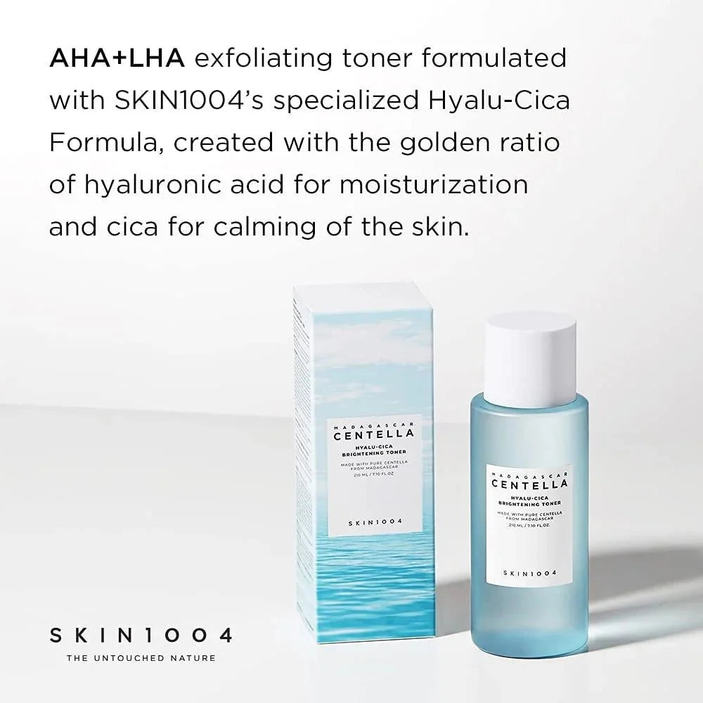 Lakinza SKIN1004 Madagascar Centella Hyalu-Cica Brightening Toner mini bottle, Korean skincare serum with centella and hyaluronic acid