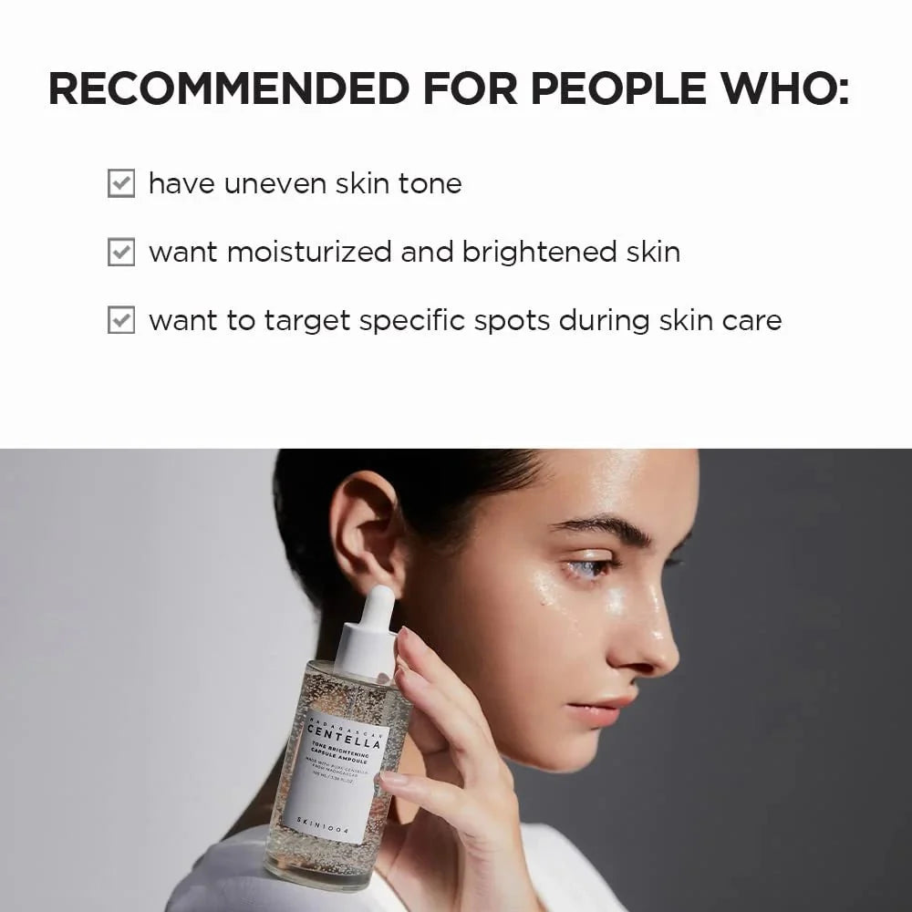 Miniature SKIN1004 Madagascar Centella Brightening Capsule Ampoule in 30ml bottle, showing the product and packaging.