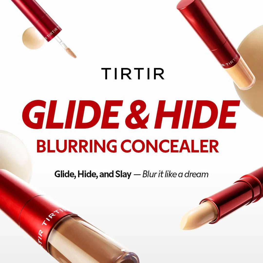 TIRTIR Glide & Hide Blurring Concealer in 8g, a base makeup product by Lakinza K-beauty, showing the concealer tube and applicator.
