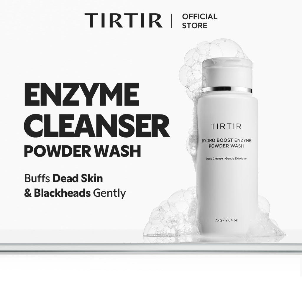 TIRTIR Hydro Boost Enzyme Powder Wash cleanser in 75g container by Lakinza K-beauty, showcasing the powder form and packaging