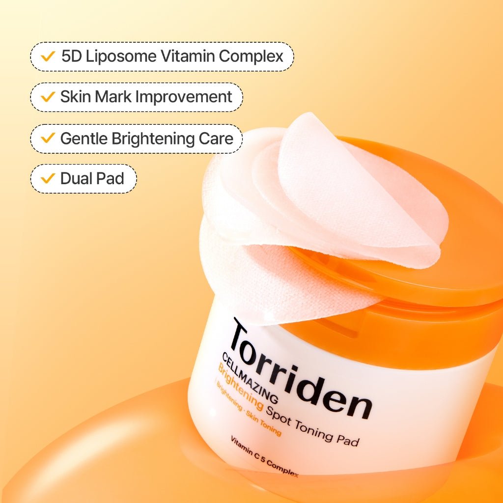 Lakinza Torriden Cellmazing Brightening Spot Toning Pad mask, 175ml with 70 pads, for skin brightening and toning.