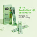 Lakinza K-beauty VT Reti-A Reedle Shot 100 serum vials, 2ml each, arranged in a row, for skincare hydration and anti-aging.
