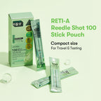 Lakinza K-beauty VT Reti-A Reedle Shot 100 serum vials, 2ml each, arranged in a row, for skincare hydration and anti-aging.